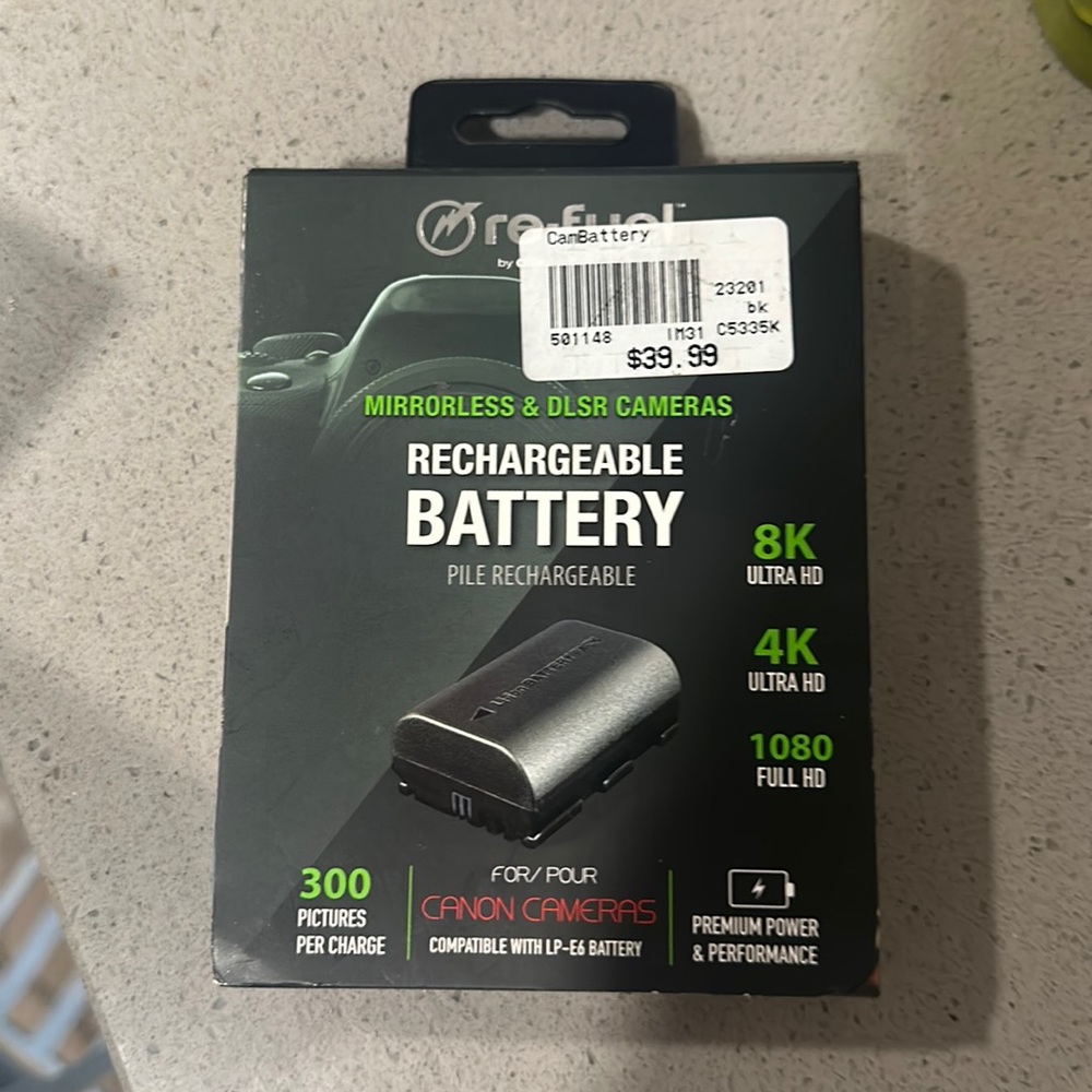 Replacement battery for canon camera